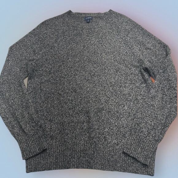 J. CREW Men’s Small Gray Black Crew Neck Sweater Wool Blend - Picture 1 of 3